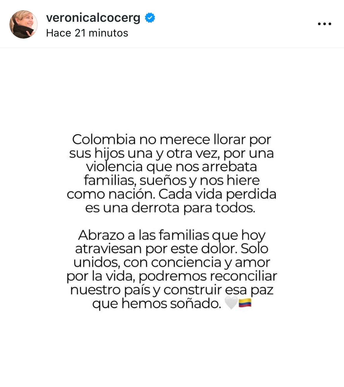 Mensaje en redes de Verónica Alcocer