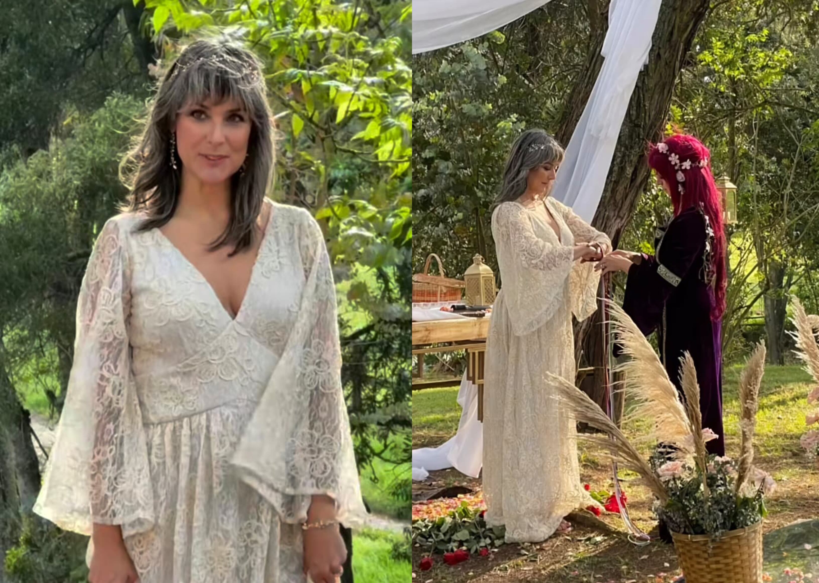 Silvia Corzo celebra ceremonia de sologamia acompañada de amigos.