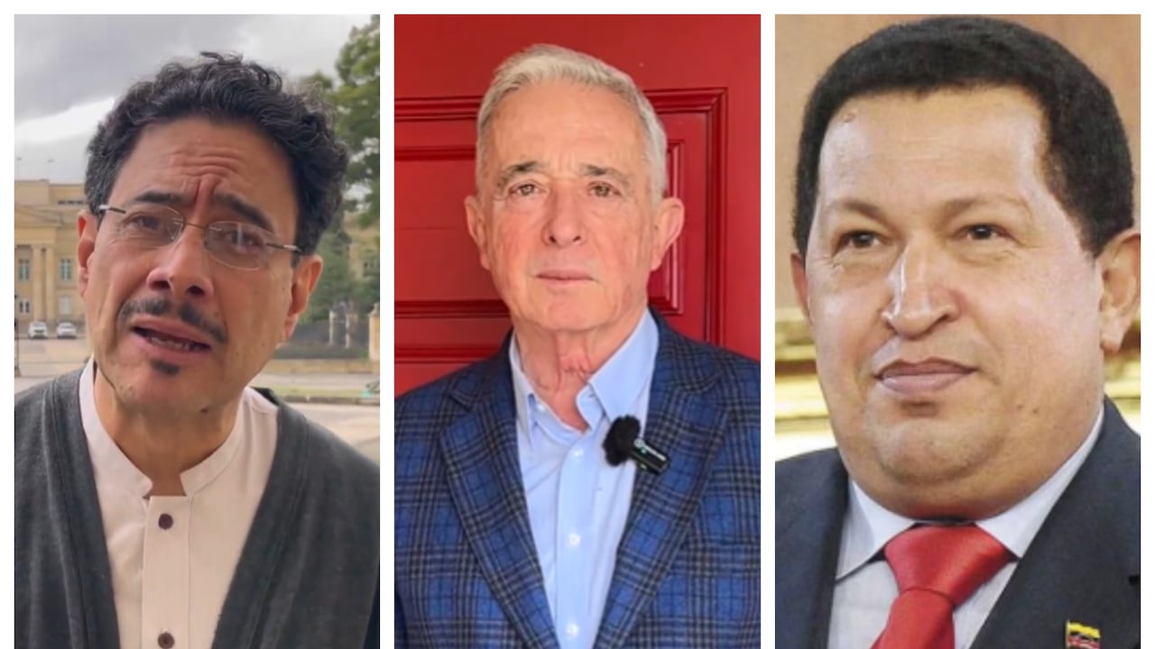 De izquierda a derecha: Iván Cepeda, Álvaro Uribe y Hugo Chávez.