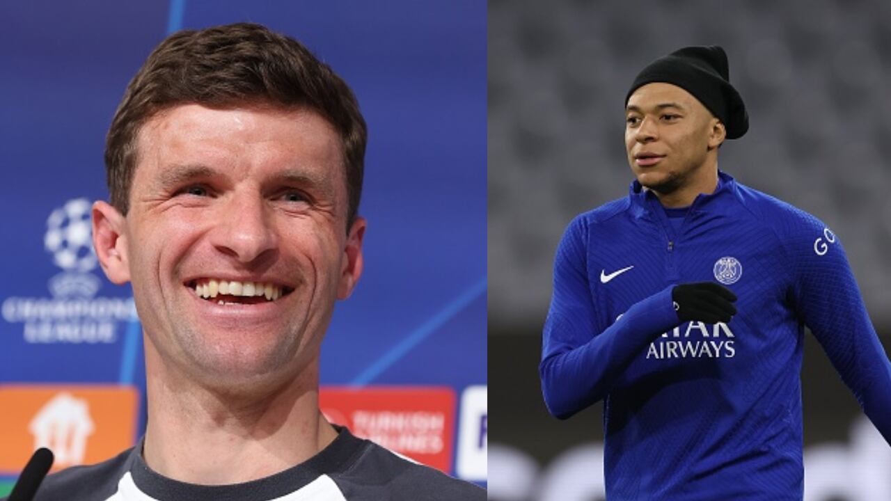 Thomas Müller, delantero del Bayern Múnich, y Kylian Mbappé, estrella del PSG.