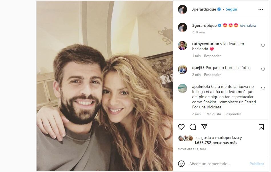 Las fotografías de Gerard Piqué junto a Shakira que aún no elimian de Instagram