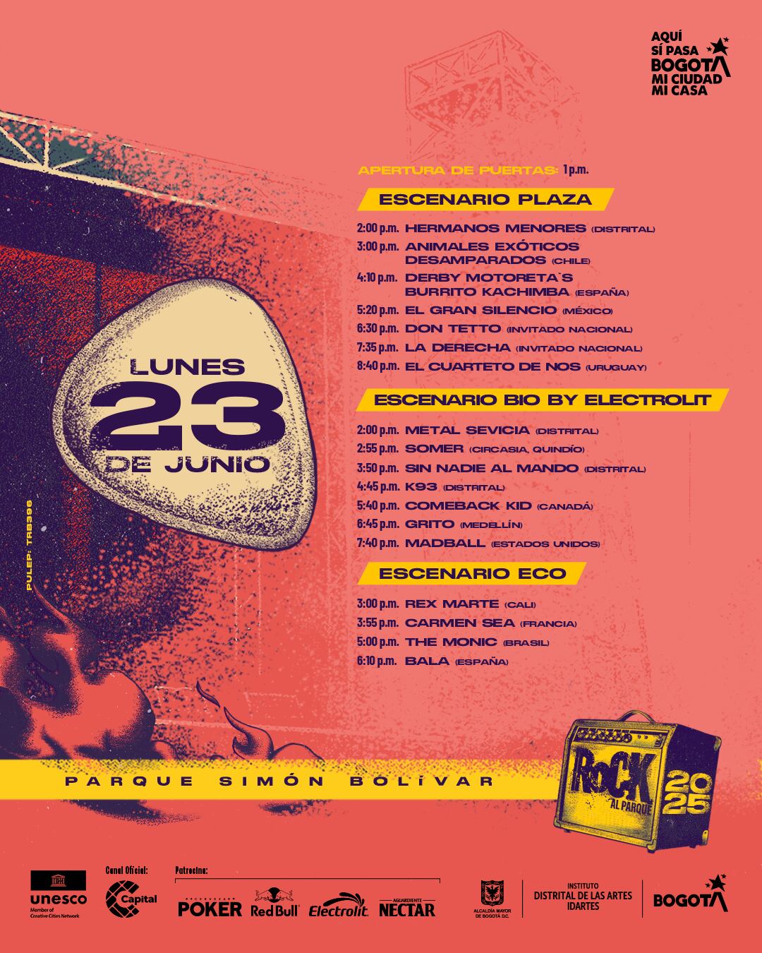 Rock al Parque 2025 Cartel y horarios