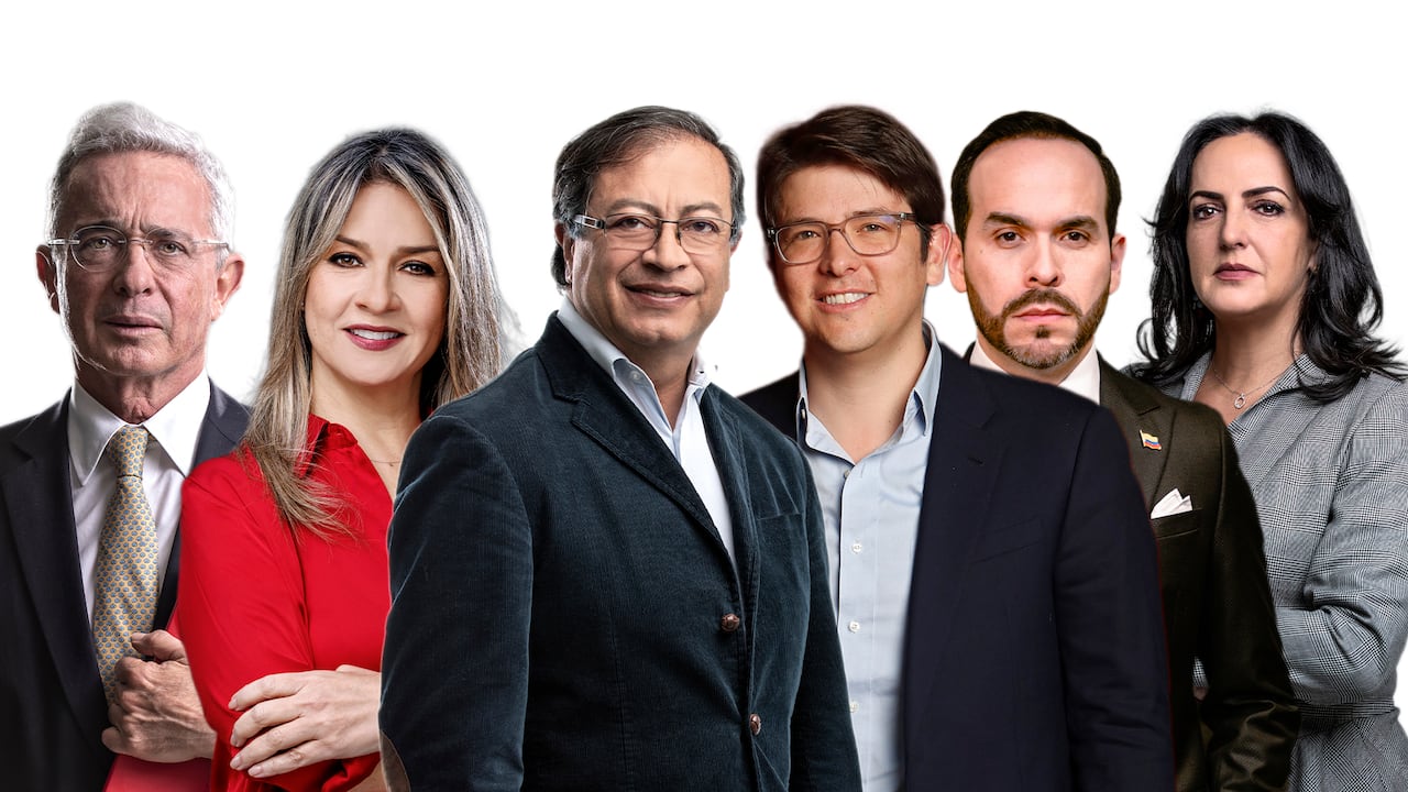 Álvaro Uribe, Vicky Dávila, Gustavo Petro, Miguel Uribe, Abelardo de la Espriella y María Fernanda Cabal.