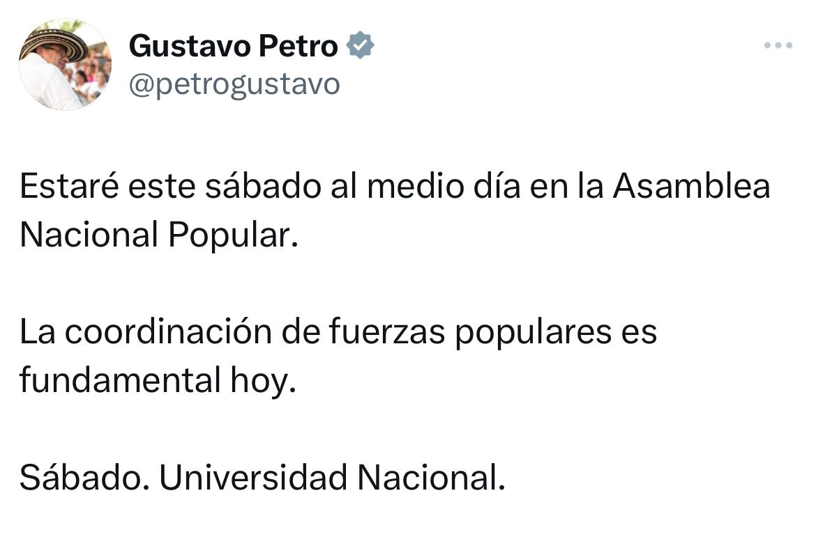 Mensaje Gustavo Petro
