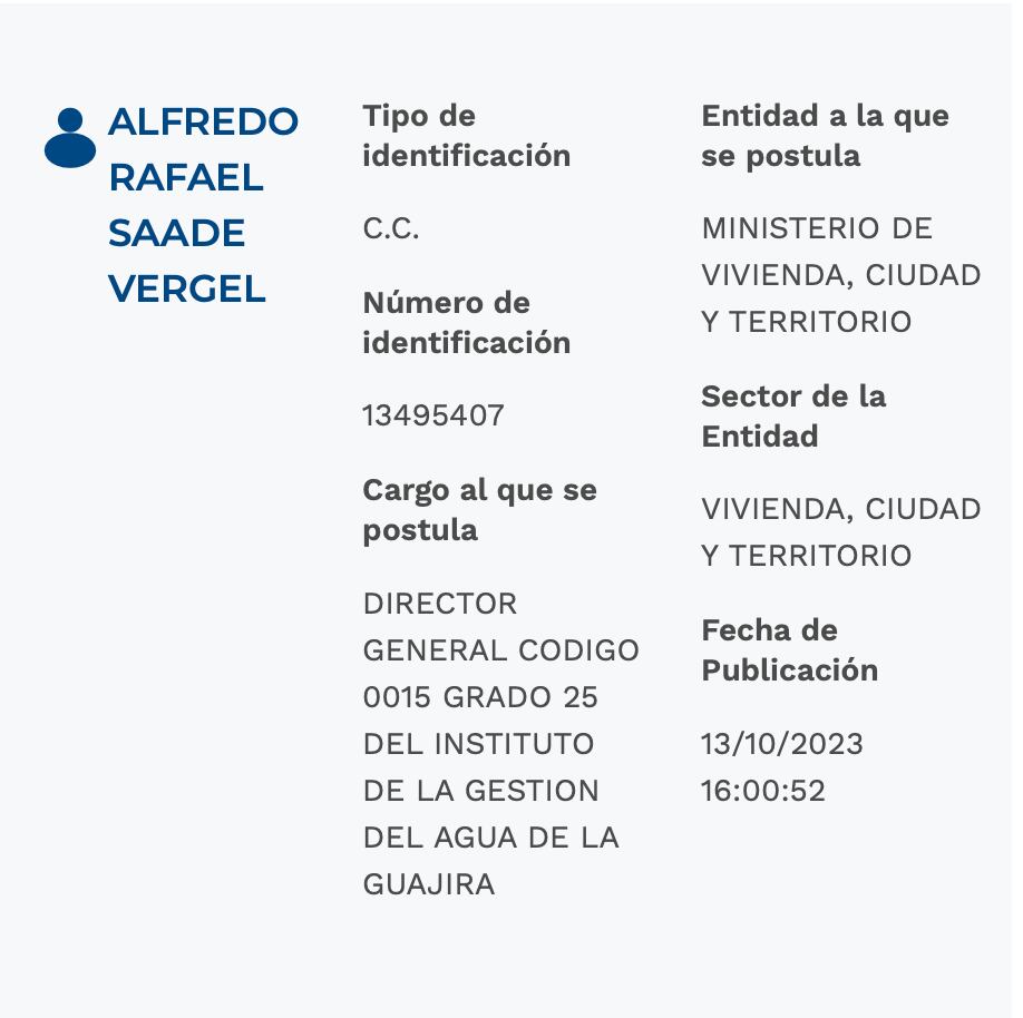 Hoja de vida de Alfredo Saade en Aspirantes.