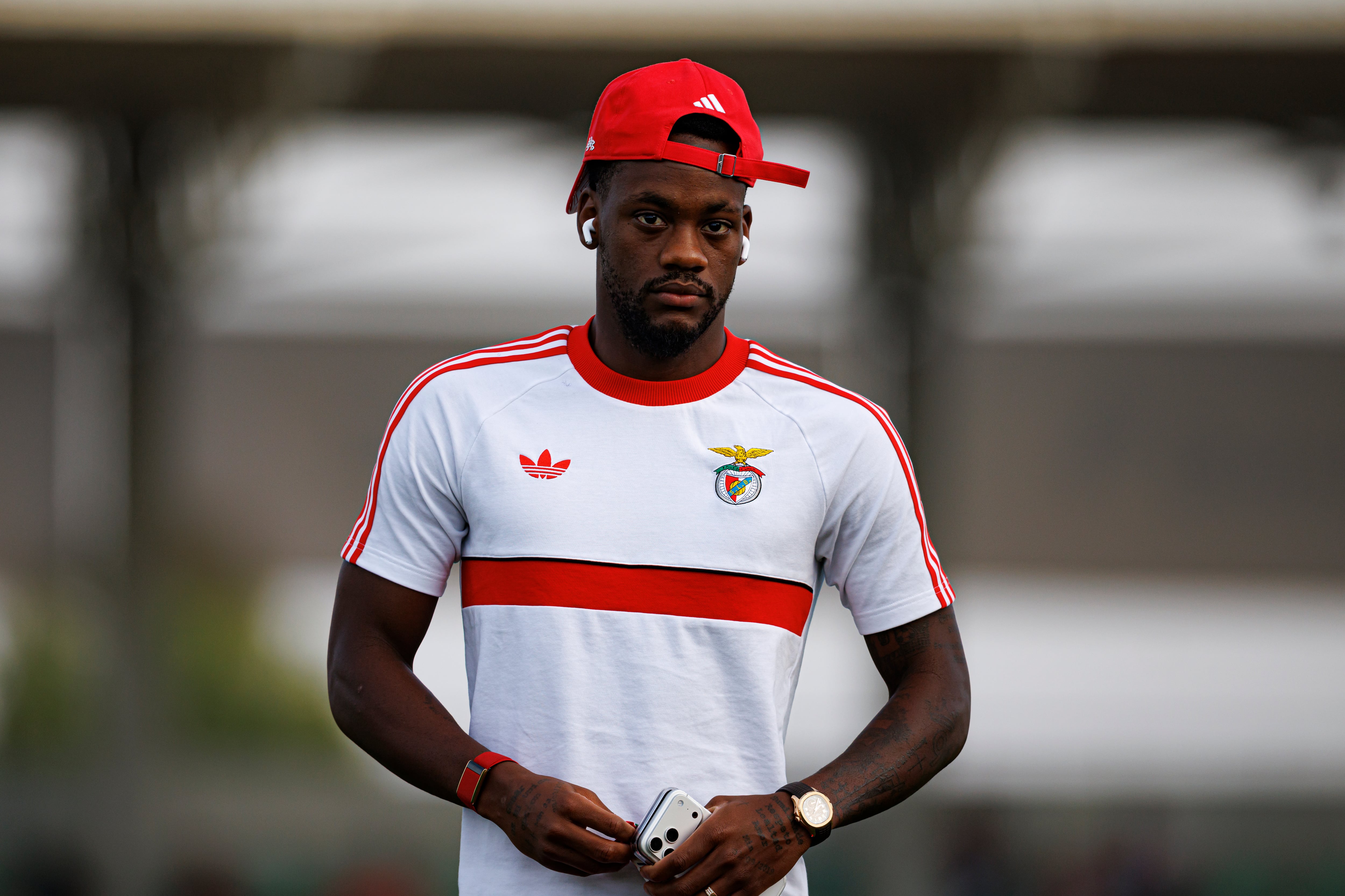 LISBON, PORTUGAL - AUGUST 17: Jhon Duran of SL Benfica walks around prior to the Liga Portugal Betclic 2026/27 match between Casa Pia AC and SL Benfica at Estadio Pina Manique on August 17, 2026 in Lisbon, Portugal. (Photo by Maciej Rogowski/Eurasia Sport Images/Getty Images)