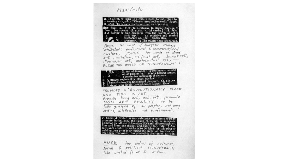 Manifiesto Fluxus. Wikimedia Commons
