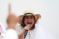 La candidata presidencial de oposición, Xóchitl Gálvez, habla en su mitin de cierre de campaña en Los Reyes la Paz, en el Estado de México, el miércoles 29 de mayo de 2024. (AP Foto/Fernando Llano)