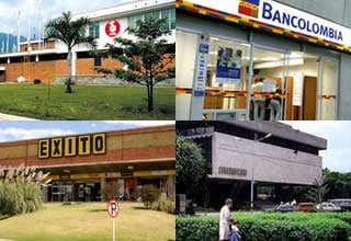 Noel, Bancolombia, Almacenes Exito, y Suramericana de Inversiones.