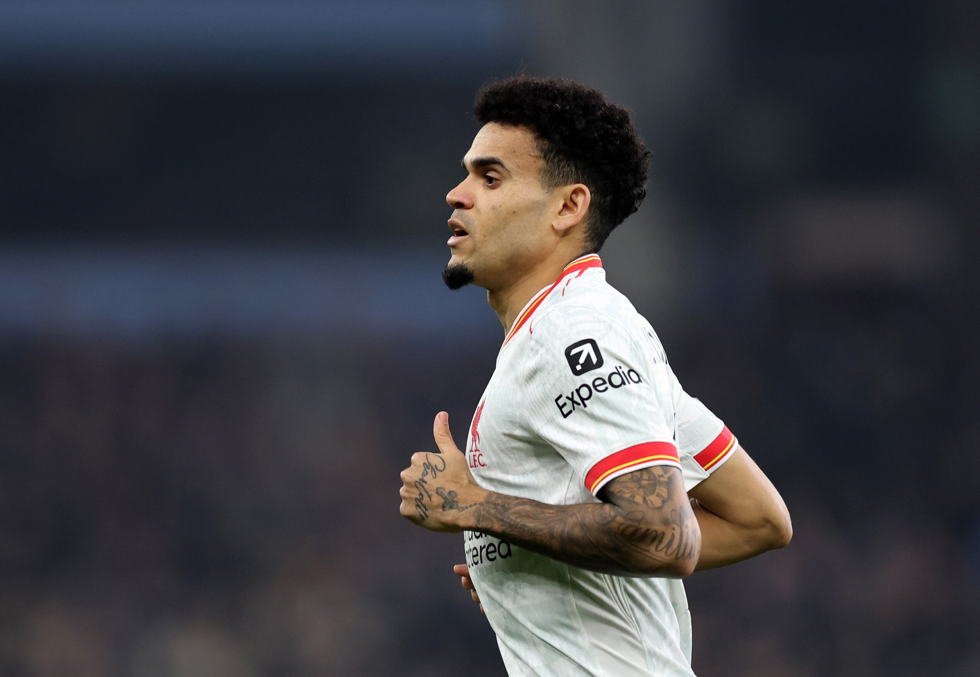 BIRMINGHAM, ENGLAND - FEBRUARY 19: Luis Diaz of Liverpool  during the Premier League match between Aston Villa FC and Liverpool FC at Villa Park on February 19, 2025 in Birmingham, England. (Photo by Catherine Ivill - AMA/Getty Images)