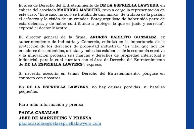 Foto: Instagram @delaespriella_lawyers.