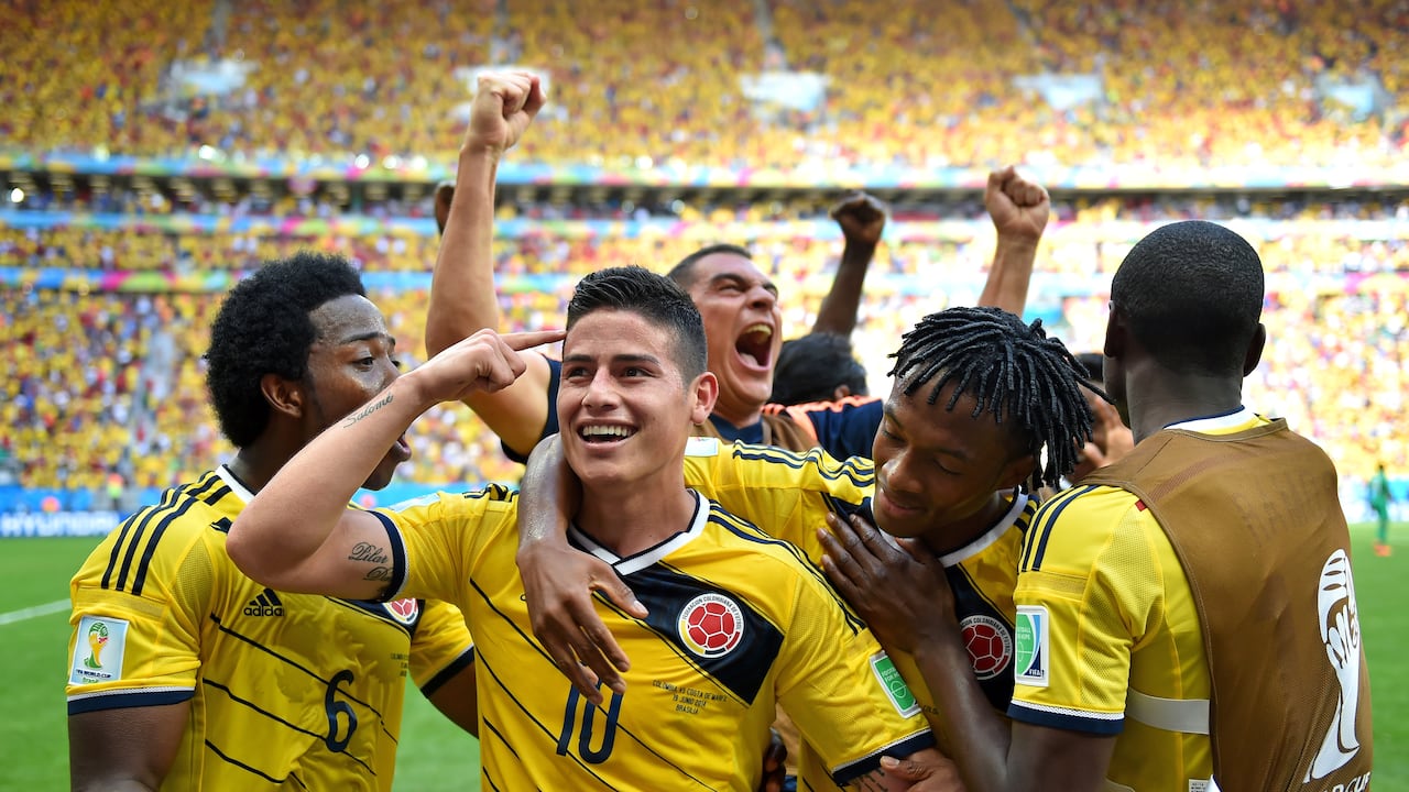 James Rodríguez, en lo que fue su mejor participación con la Selección Colombia en la Copa del Mundo Brasil 2014.