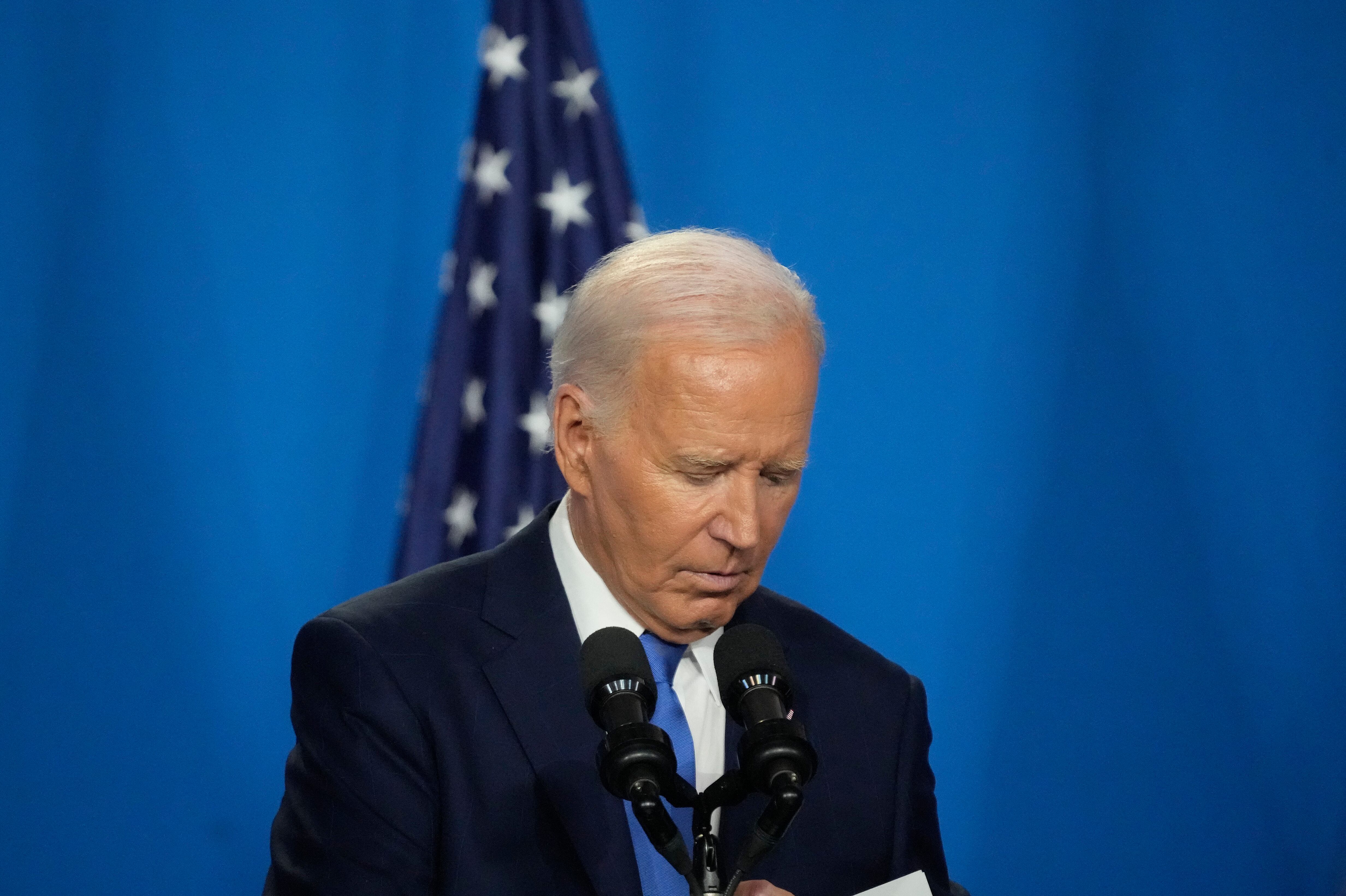 Joe Biden durante la conferencia de la OTAN