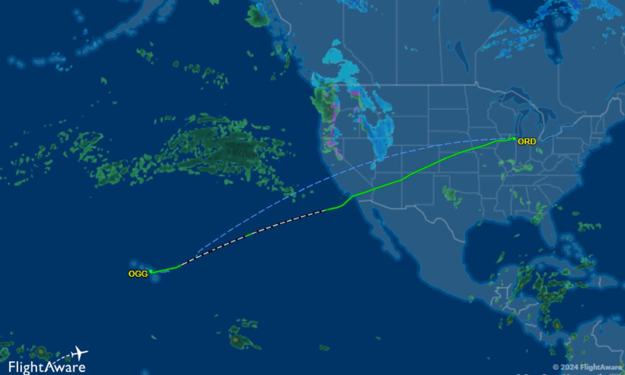 Este fue el recorrido del avión desde Chicago.