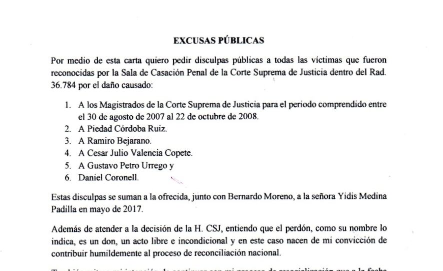 Carta María del Pilar Hurtado