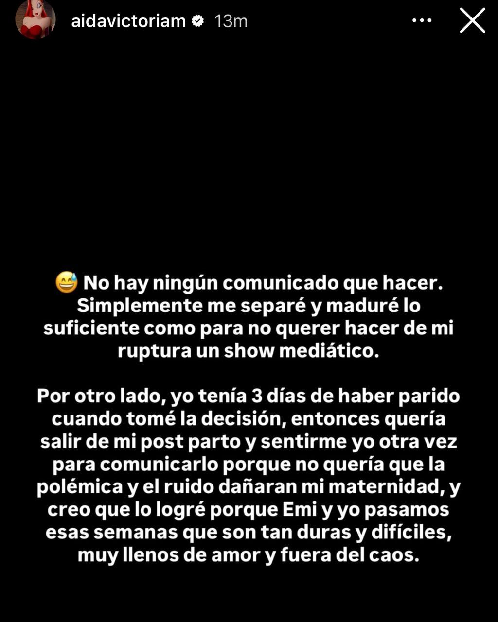 La influenciadora se manifestó por su separación de Juan David Tejada.