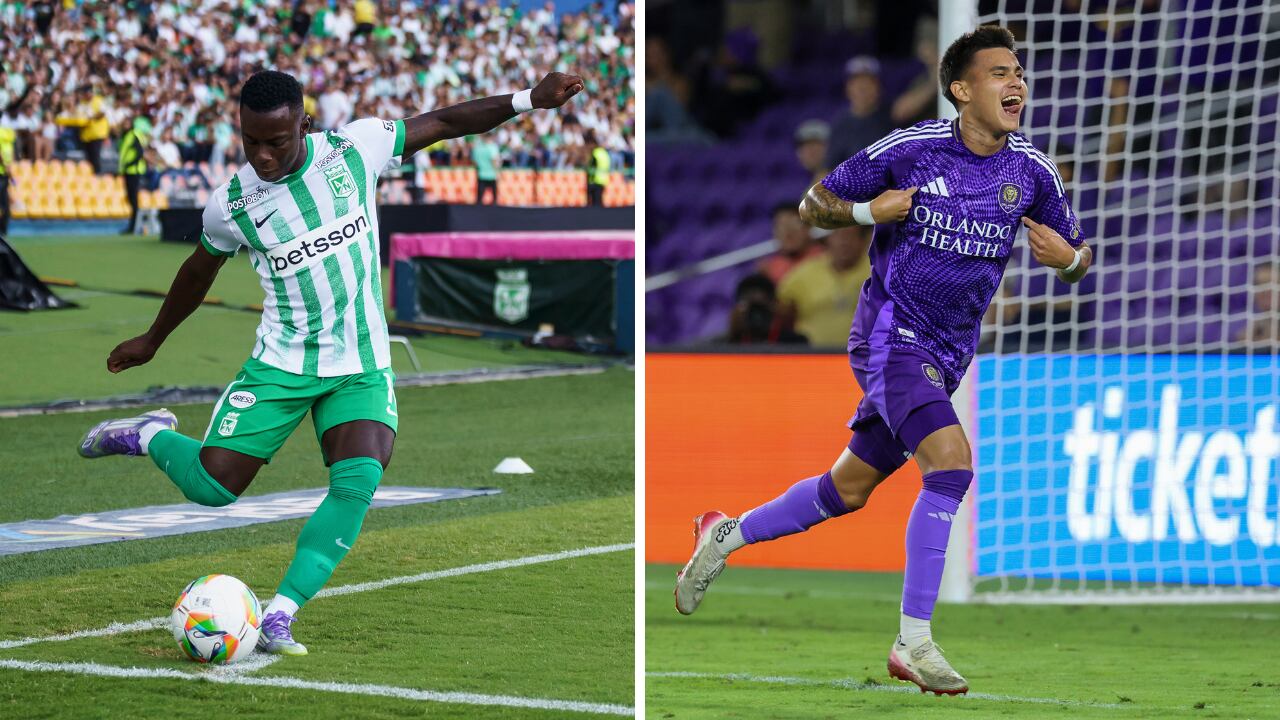 Nicolás Rodríguez (der.) pinta como el refuerzo de Marino Hinestroza en Atlético Nacional.