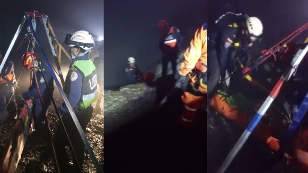 Labores de rescate en medio del accidente de este 9 de enero.