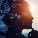 Concepto de IA (inteligencia artificial). Red de comunicacion.