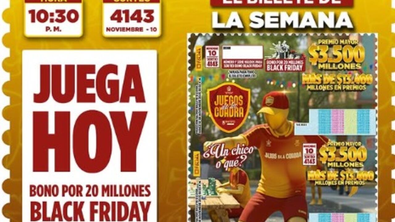 Sorteo 4143 de la Lotería del Tolima.