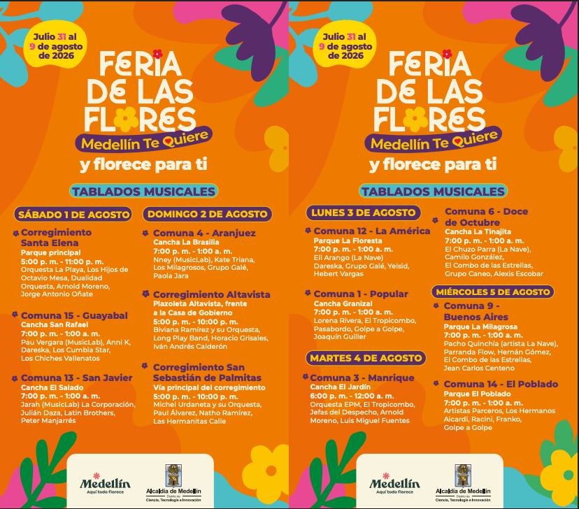 Cronograma Feria de las Flores 2026