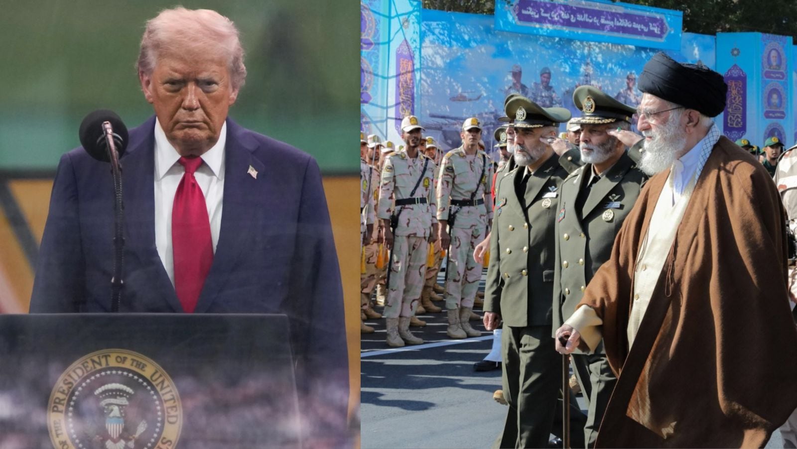 Donald Trump y  Alí Jamenei, guía supremo de Irán