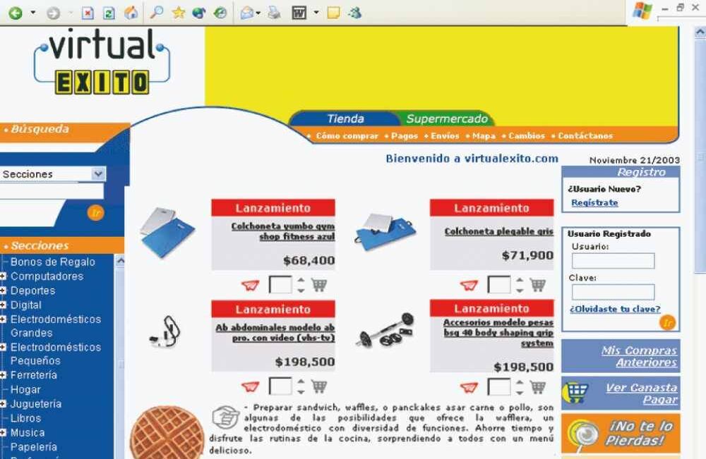 1998 - Éxito fue pionero del comercio electrónico y lanzó exito.com. FOTO: Grupo Éxito