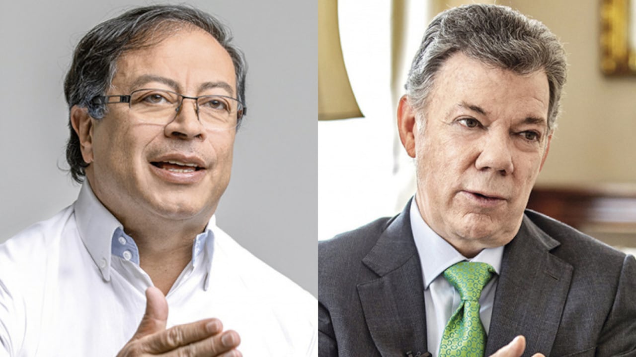 Gustavo Petro y Juan Manuel Santos.