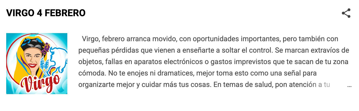 Horóscopo para Virgo según Nana Calistar el día de hoy