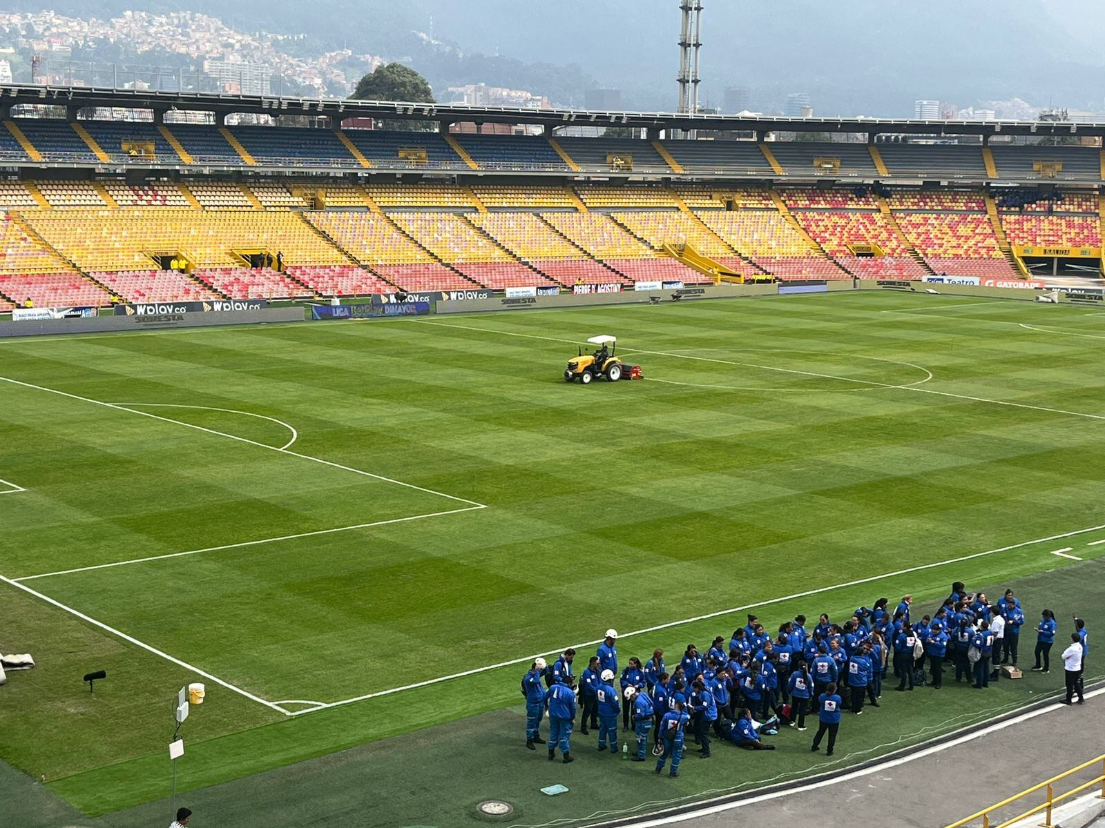 La gramilla de El Campín antes de Millonarios vs. Águilas.