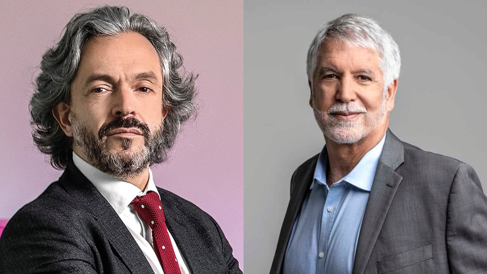 El exalcalde de Bogotá Enrique Peñalosa (der.) y el aspirante al cargo Juan Daniel Oviedo.