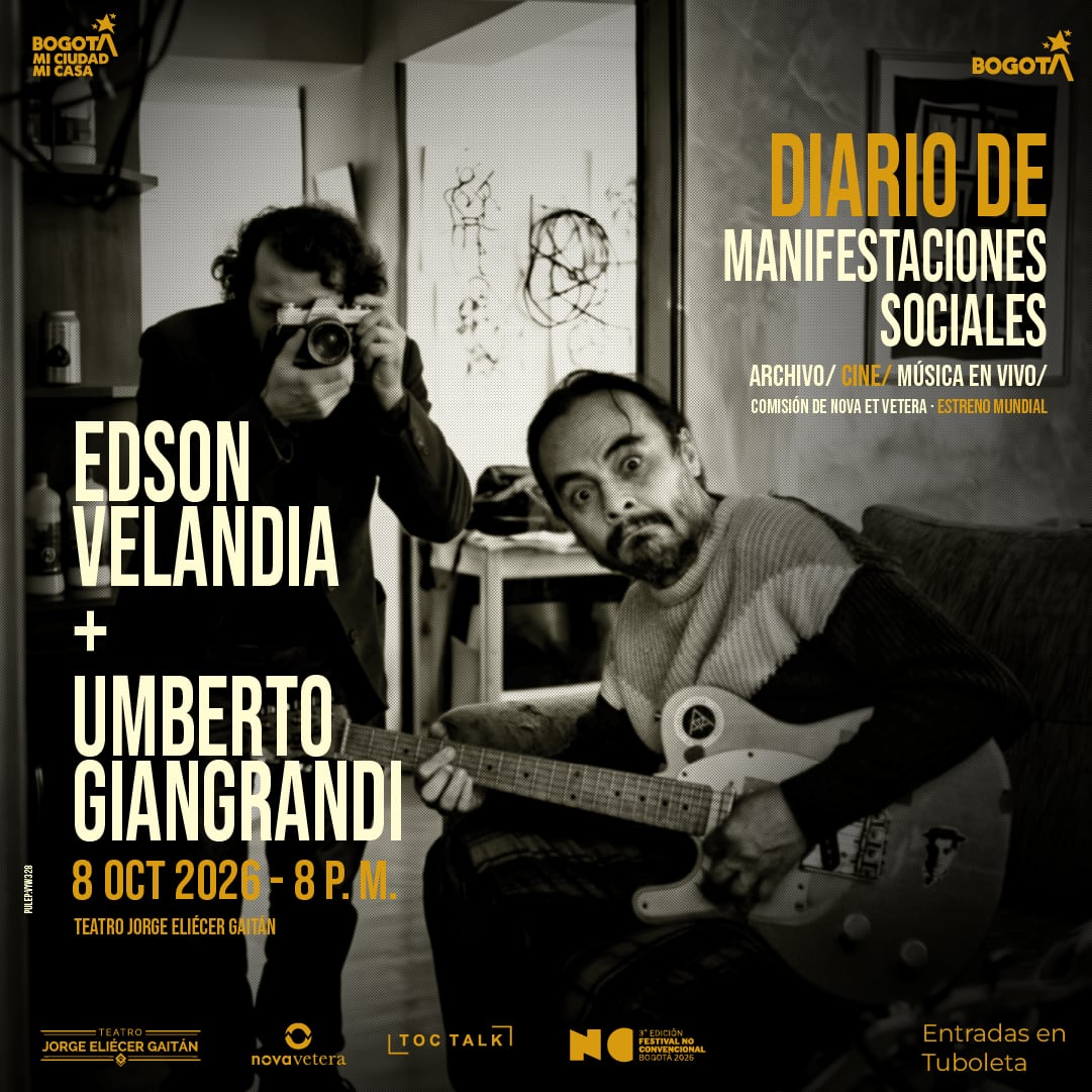 El 8 de octubre, Edson Velandia lleva al escenario, junto a un ensamble de 18 músicos, el archivo fotográfico de Umberto Giangrandi, que documenta algunos de los periplos que hemos atravesado como país en torno a las manifestaciones sociales de las últimas décadas.