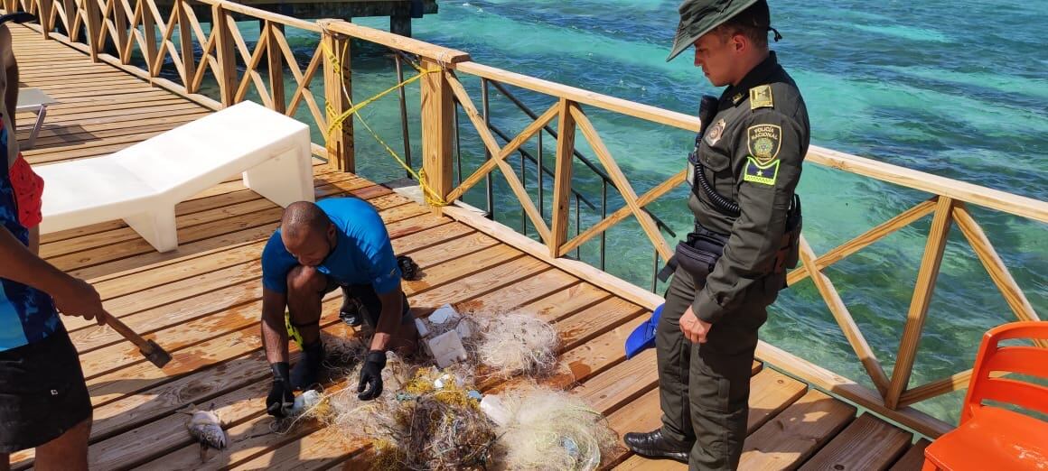La mallas tenían al menos cinco especies de peces.