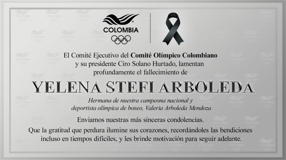 El Comité olímpico Colombiano envió un mensaje de condolencias a la familia de la deportista Valeria Arboleda.
