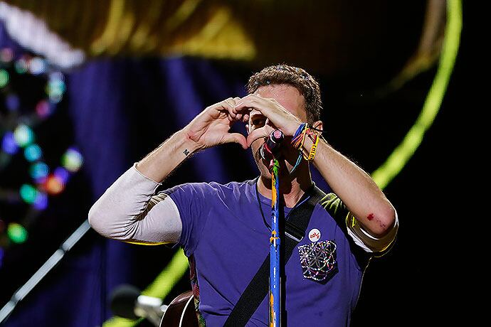 Coldplay, durante su reciente concierto en Bogotá.