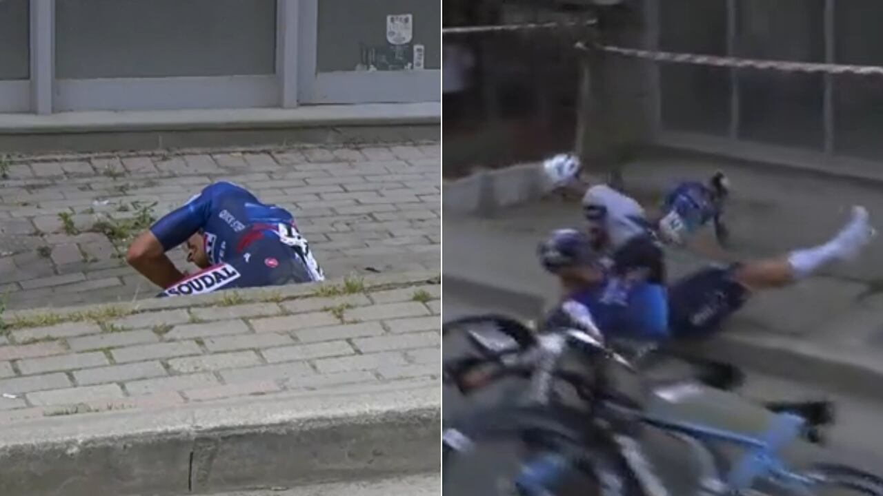 Mikel Landa quedó tendido en el suelo en la etapa 1 del Giro de Italia 2025