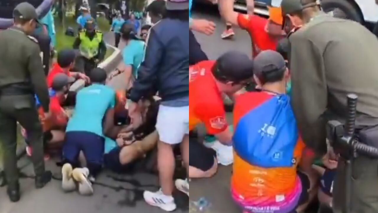 Este es el momento en el que le realizan maniobras de reanimación al hombre que, posteriormente, murió.