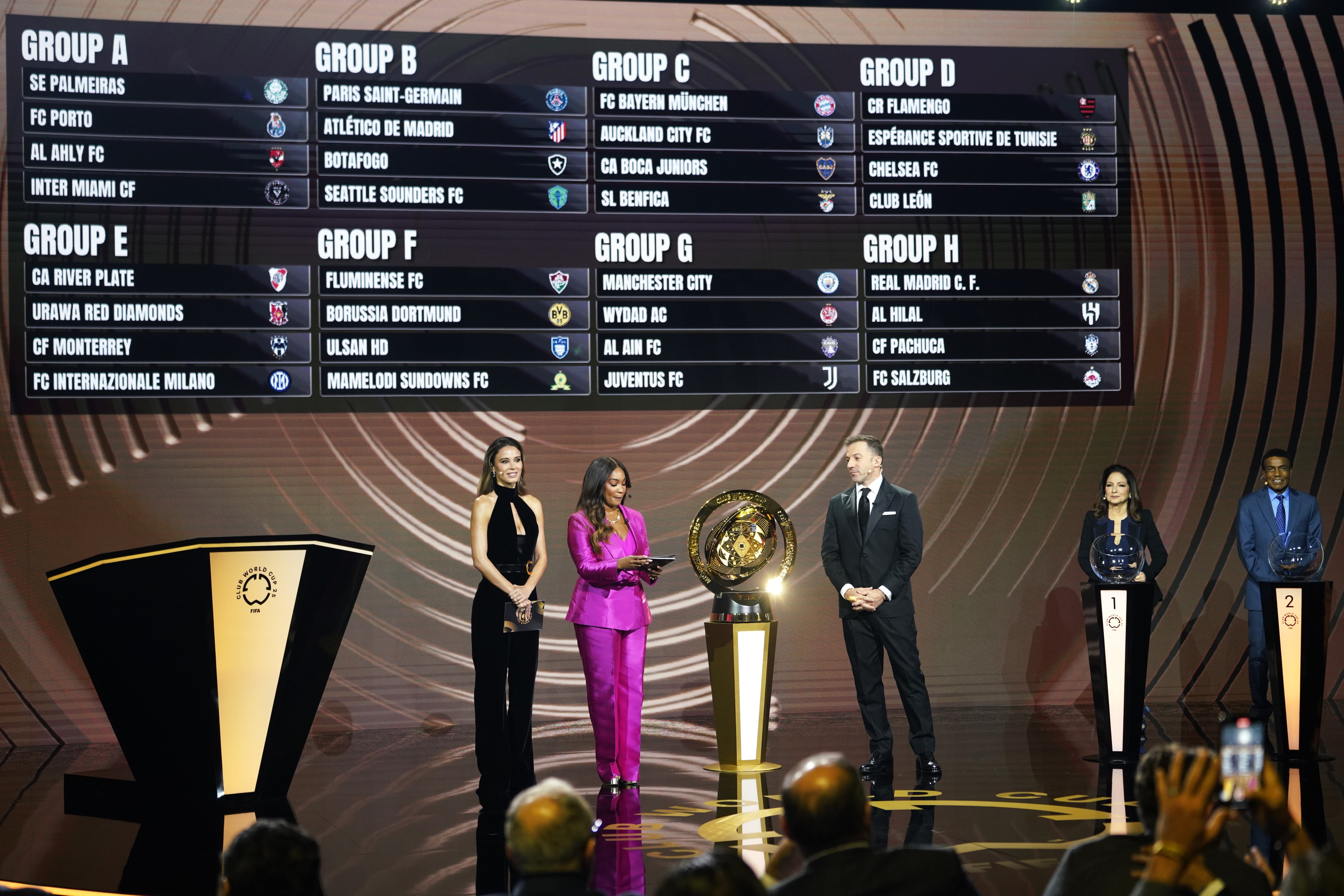 Photo taken on Dec. 5, 2024 shows the draw ceremony for the FIFA Club World Cup 2025 in Miami, the United States. (Photo by Wu Xiaoling/Xinhua via Getty Images)