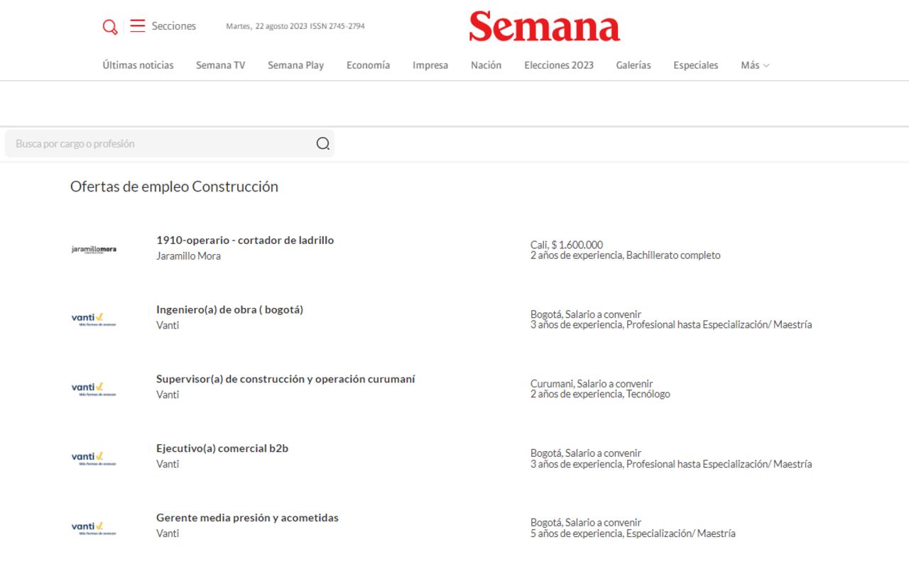Estas son las ofertas laborales del sector de la construcción.