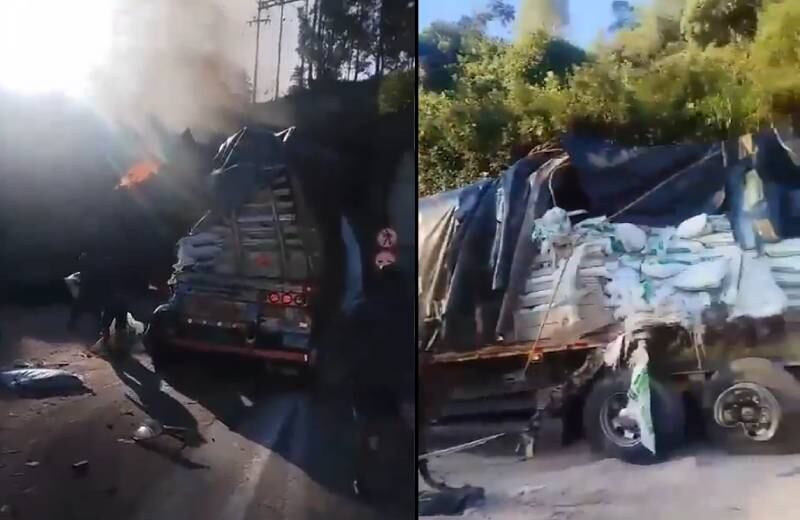Tractomula choca contra muro de Túnel de Los Azulejos, en el Alto de La Línea
