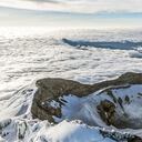 Cumbre nororiental del Antisana, tomada desde el ultraliviano de Jorge. "La foto es del reconocimiento previo que hicimos con mi colega Santiago Martínez. Intenté escalarla en enero, pero una grieta en el glaciar quiso tragarme".