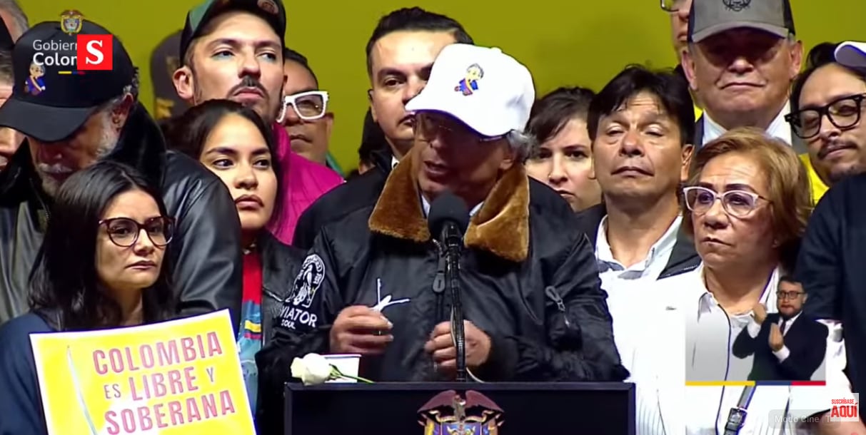 El presidente, Gustavo Petro, el 7 de enero de 2025 en la Plaza de Bolívar, en Bogotá