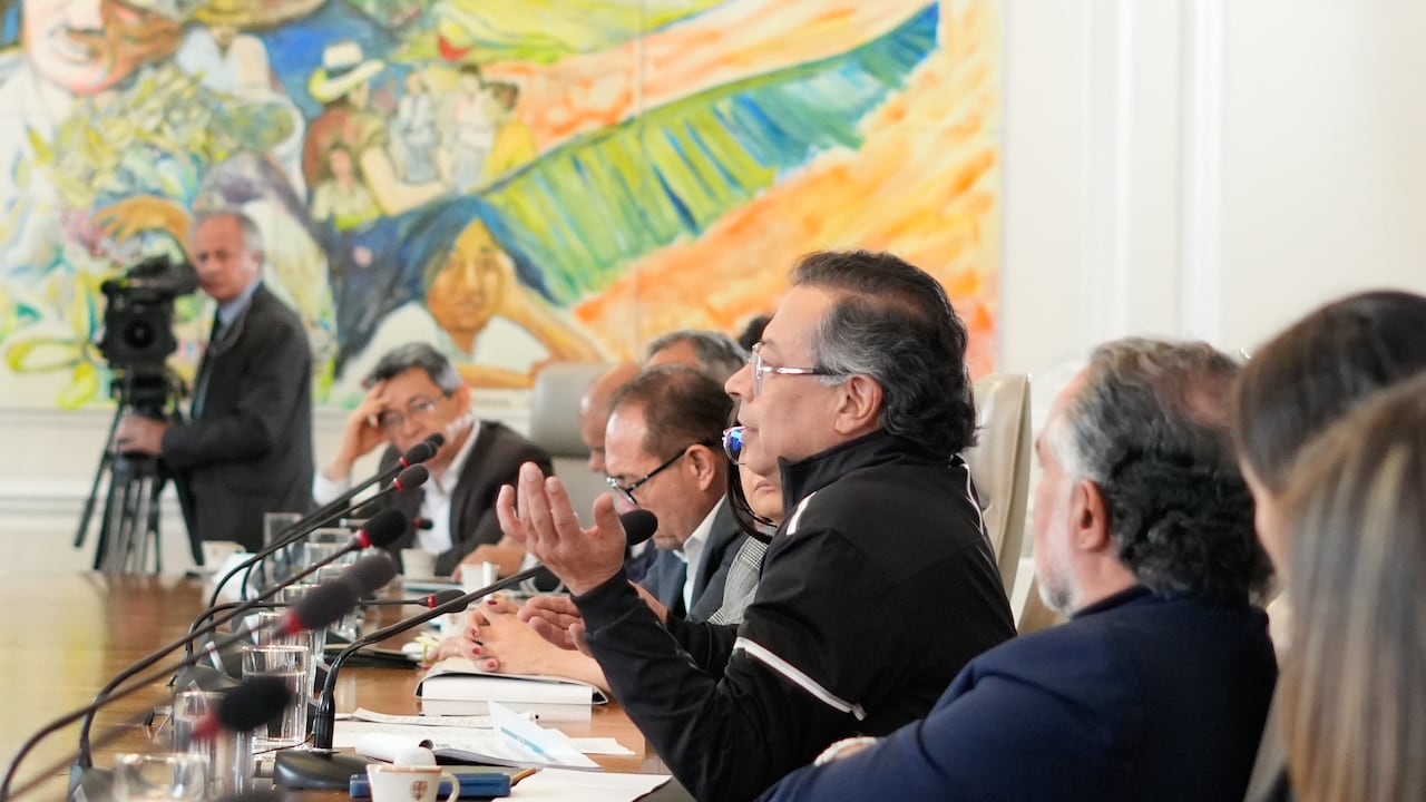 El presidente, Gustavo Petro, en el consejo de ministros del 25 de marzo de 2025 en la Casa de Nariño, en Bogotá