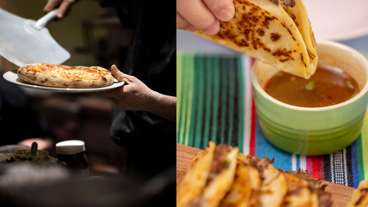 Pasta napolitana y quesabirria, platos típicos de Italia y México.