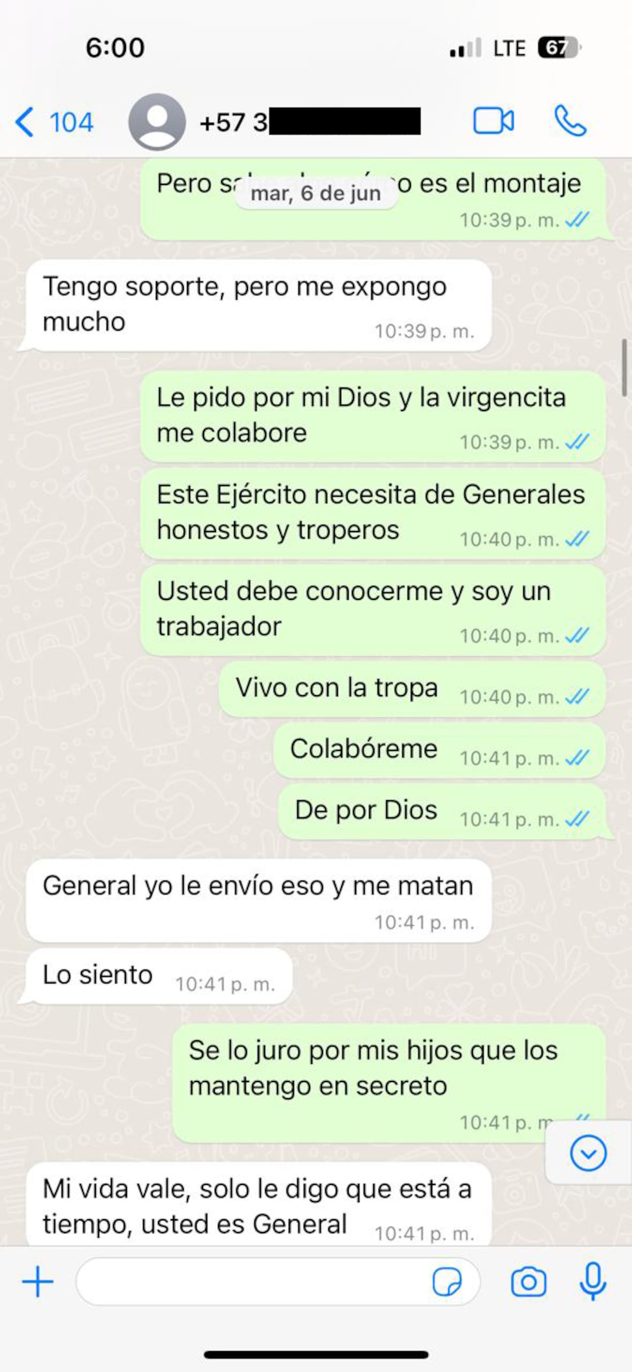 General ( r ). John Jairo Rojas. Chats WhatsApp