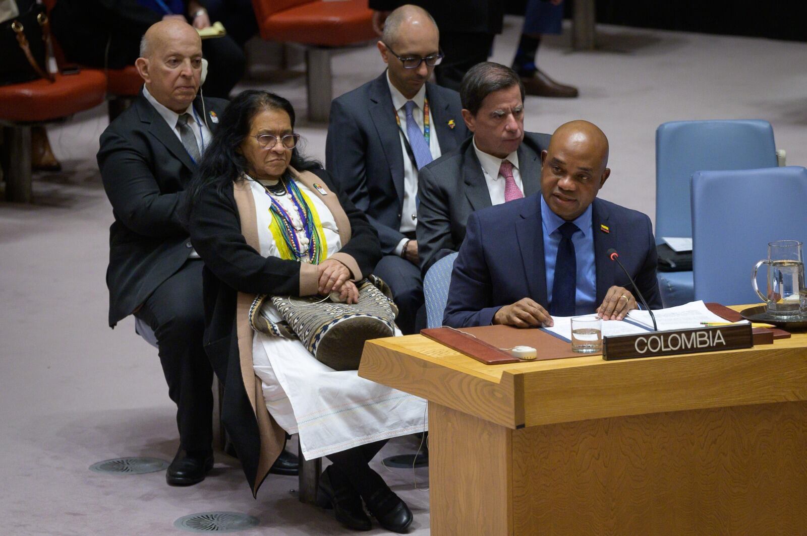 El Ministro de Relaciones Exteriores se dirigió a la prensa desde el espacio de declaraciones en la sede de Naciones Unidas en Nueva York.