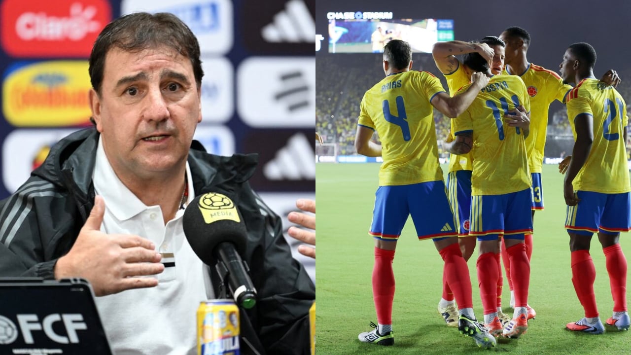 Néstor Lorenzo y jugadores de la Selección Colombia.