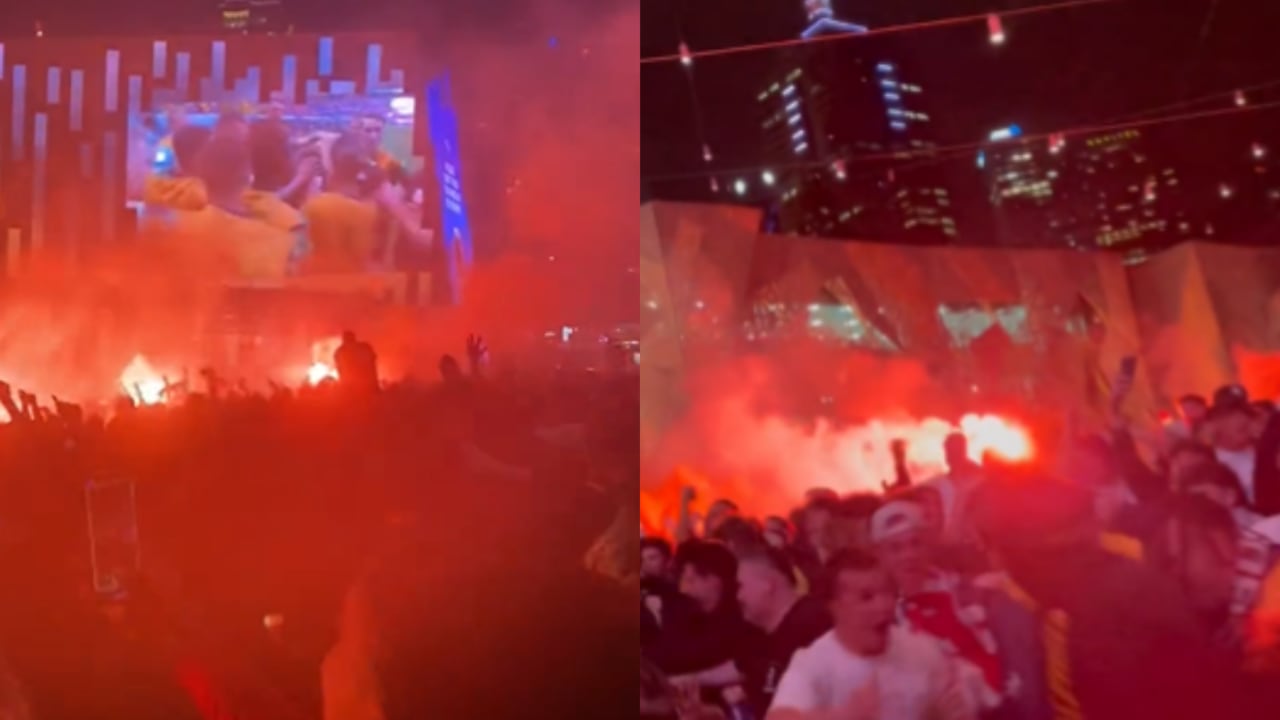 Hinchas Australia, Qatar 2022. Foto: Captura de pantalla Twitter Rory Flanagan (@Rory_Flanagan)//Subway ALM (@TheRealALM).