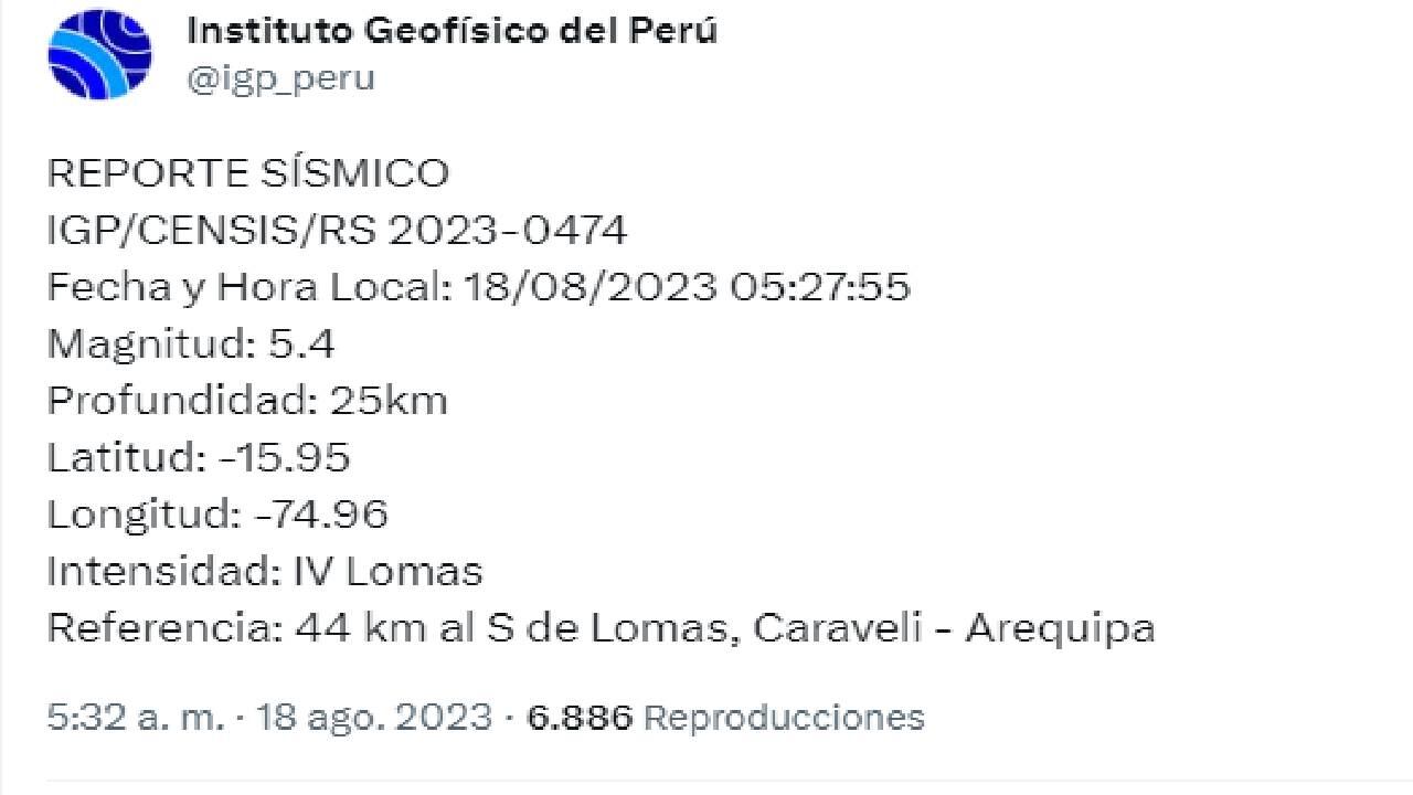 Ese movimiento telúrico se presentó a las  5:27 a. m. de este viernes.