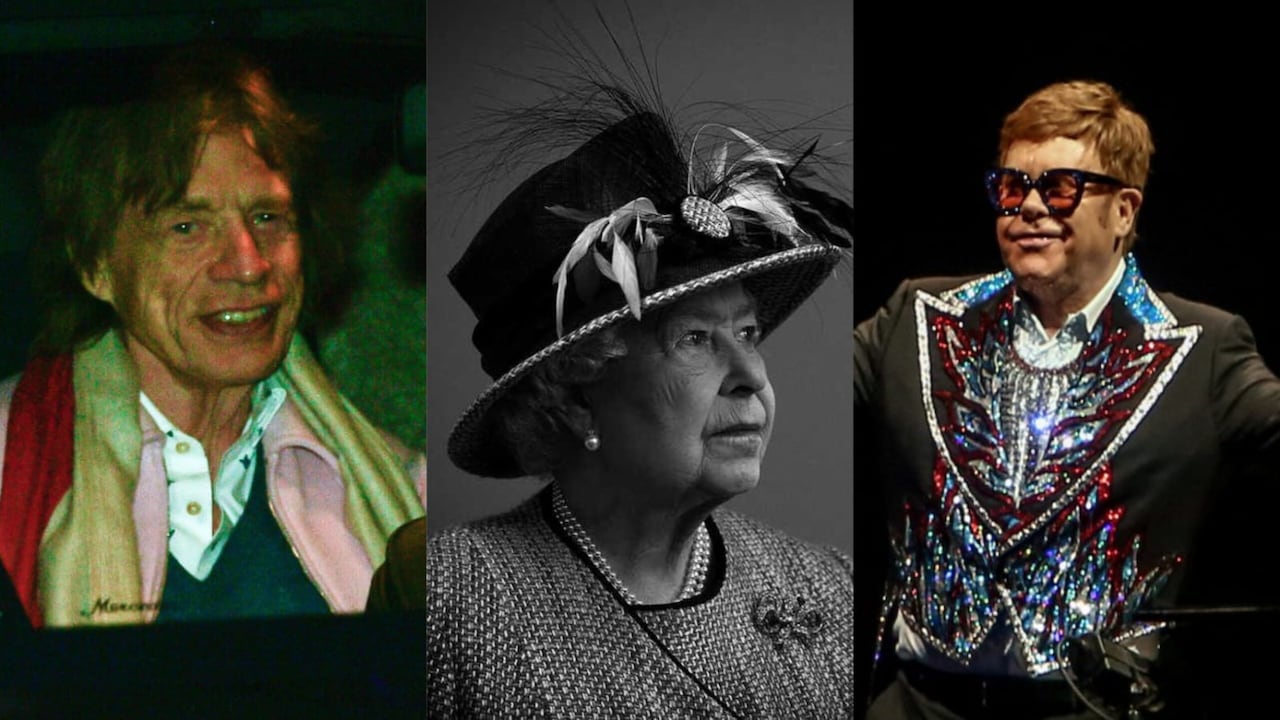 Mick Jagger, reina Isabel II, Elton John